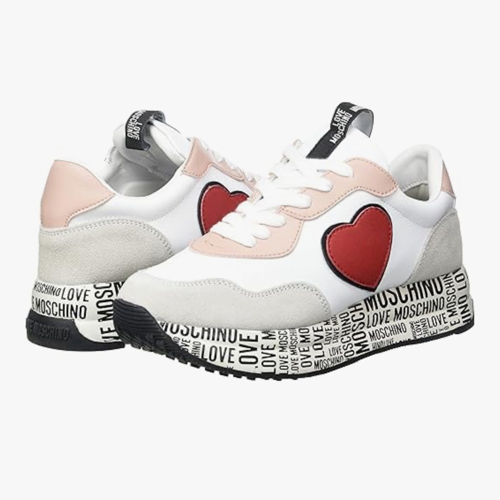 Love Moschino Women's White Heart Sneakers